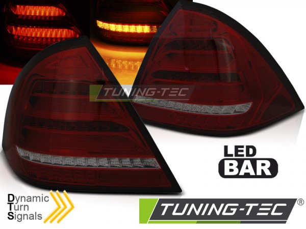 Voll LED Lightbar Rückleuchten für Mercedes C-Klasse W203 Limo Bj. 04-07 Rot/Smoke
