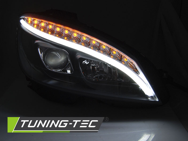 Scheinwerfer LED Tagfahrlicht Optik für Mercedes C-Klasse W204 Bj. 07-10 Schwarz LTI