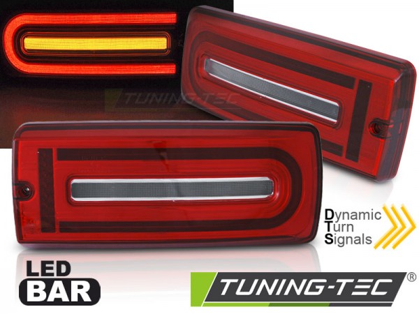 LED Lightbar Rückleuchten für Mercedes G-Klasse W463 Bj. 90-18 Rot/Chrom dynamischer Blinker
