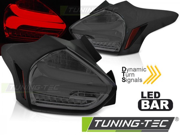 LED Lightbar Rückleuchten für Ford Focus MK3 Bj. 15-18 Smoke dynamischer Blinker