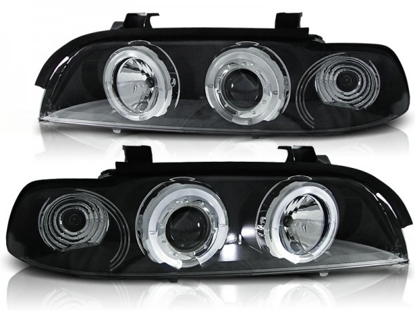 Scheinwerfer Angel Eyes für BMW 5er E39 Bj. 95-00 Schwarz