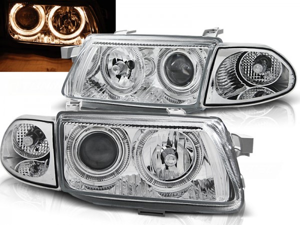 Scheinwerfer Angel Eyes für Opel Astra F Bj. 94-98 Chrom
