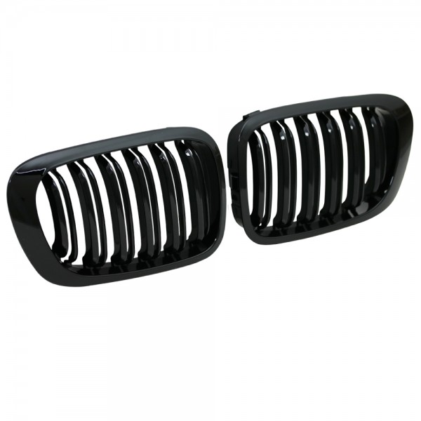 Nieren Kühlergrill für BMW E46 Coupe Cabrio Bj. 99-03 Schwarz Klavierlack Doppelsteg