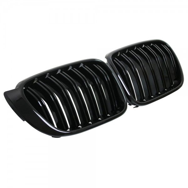 Nieren Kühlergrill für BMW X3 F25 X4 F26 Bj. 2014- Schwarz Klavierlack Doppelsteg