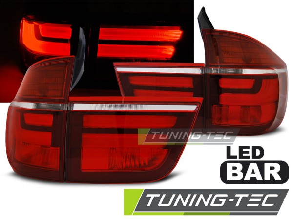LED Lightbar Rückleuchten für BMW X5 E70 Bj. 07-10 Rot/Chrom