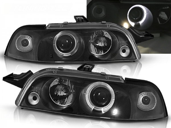 Scheinwerfer Angel Eyes für Fiat Punto 1 Typ 176 Bj. 93-99 Schwarz