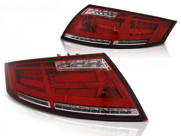 Voll LED Lightbar Rückleuchten für Audi TT 8J Bj. 06-14 Rot/Chrom dynamischer Blinker