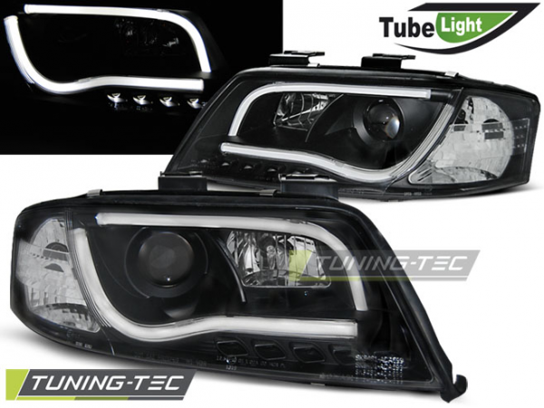 Scheinwerfer LED Tagfahrlicht Optik für Audi A6 C5 4B Bj. 97-01 Schwarz LTI