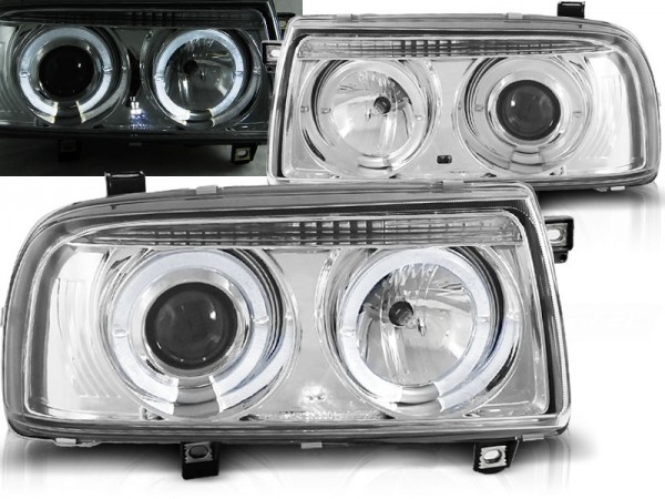 Scheinwerfer Angel Eyes für VW Vento Bj. 92-98 Chrom
