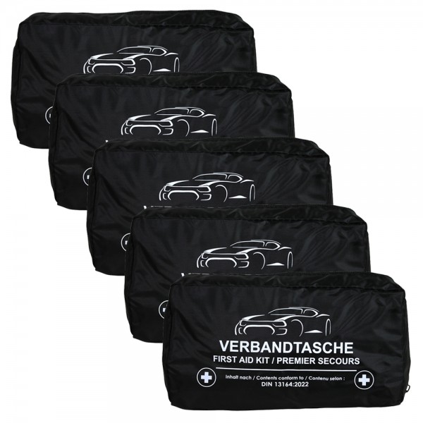 5x Auto Verbandstasche Erste Hilfe Set Verbandskasten KFZ PKW DIN 13164 Schwarz