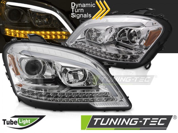 Scheinwerfer LED Tagfahrlicht Optik für Mercedes ML W164 Bj. 09-11 Chrom LTI