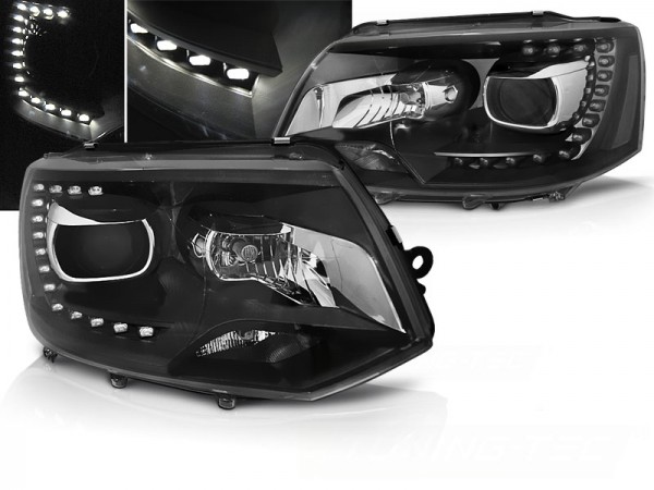 Scheinwerfer DRL LED Tagfahrlicht für VW T5 GP Facelift Bj. 10-15 Schwarz