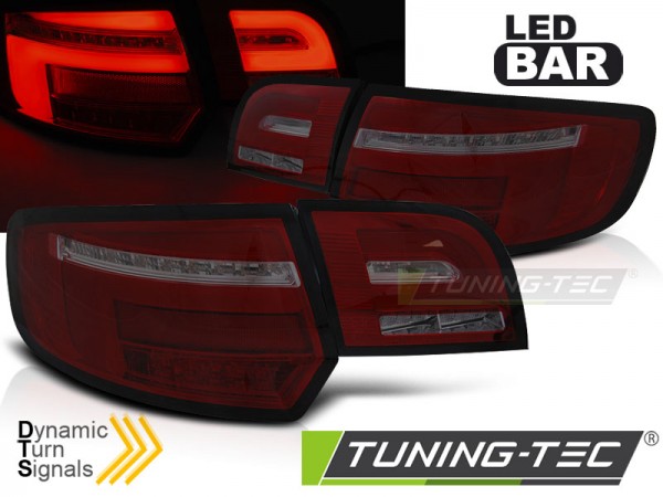 Voll LED Lightbar Rückleuchten für Audi A3 8P Sportback Bj. 04-08 Rot/Smoke dynamischer Blinker