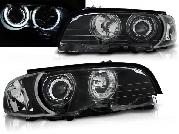 Scheinwerfer CCFL Angel Eyes für BMW 3er E46 Coupe Cabrio Bj. 99-03 Schwarz