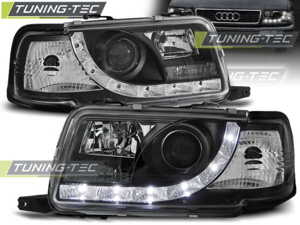 Scheinwerfer LED Tagfahrlicht Optik für Audi 80 B4 Bj. 91-96 Schwarz
