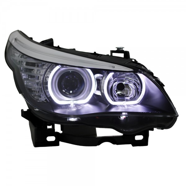 Scheinwerfer LED Angel Eyes für BMW 5er E60 E61 Bj. 03-07 Schwarz