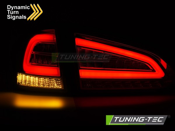 Voll LED Lightbar Rückleuchten für Ford Focus MK3 Turnier Bj. 11-18 Rot/Chrom