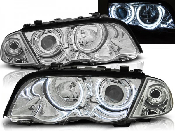 Scheinwerfer CCFL Angel Eyes für BMW 3er E46 Limo Touring Bj. 98-01 Chrom