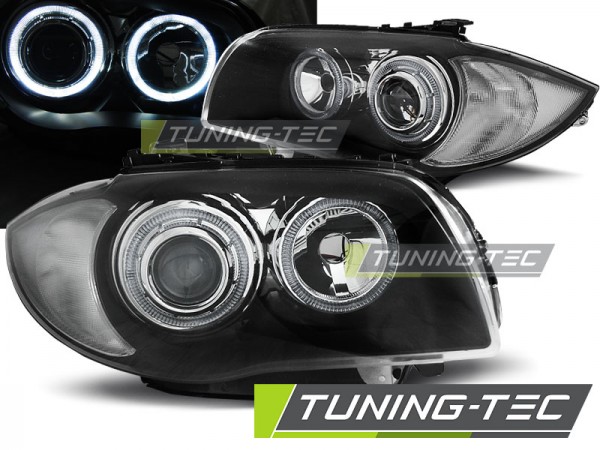 Scheinwerfer LED Angel Eyes für BMW 1er E81 E82 E87 E88 Bj. 04-11 Schwarz