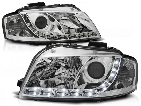 Scheinwerfer LED Tagfahrlicht Optik für Audi A3 8P 8PA Bj. 04-08 Chrom