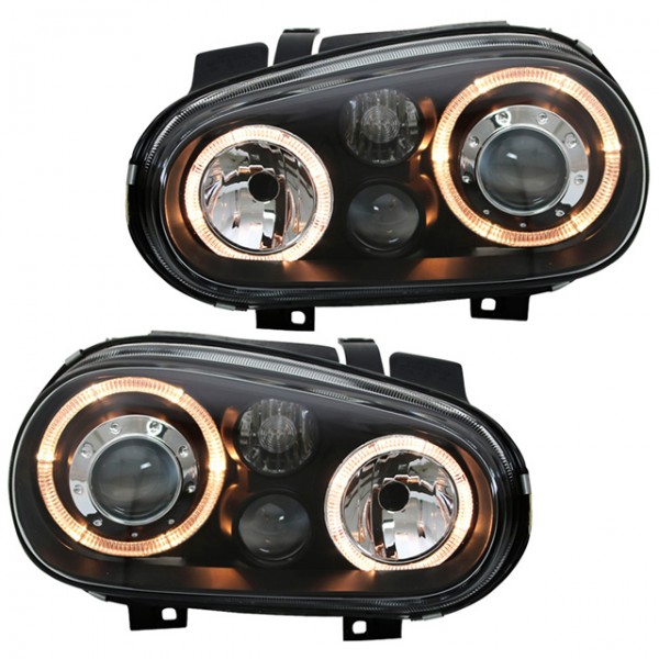 Scheinwerfer Angel Eyes für VW Golf 4 Bj. 97-03 Schwarz