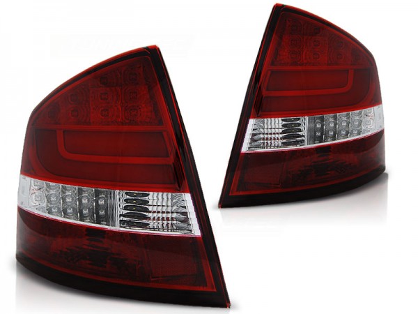 LED Lightbar Rückleuchten für Skoda Octavia 2 (1Z) Limo Bj. 04-13 Rot/Chrom