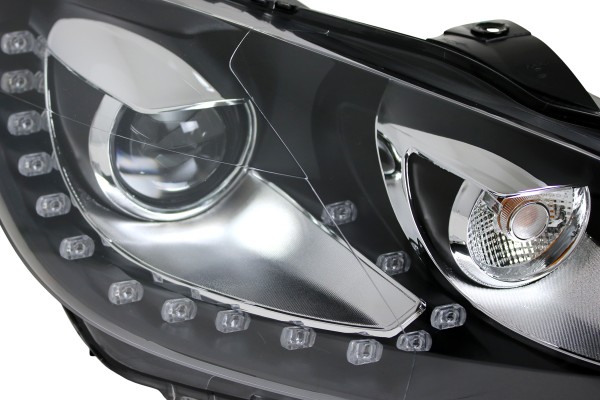 Scheinwerfer LED Tagfahrlicht Optik für VW Golf 6 Bj. 08-13 Schwarz