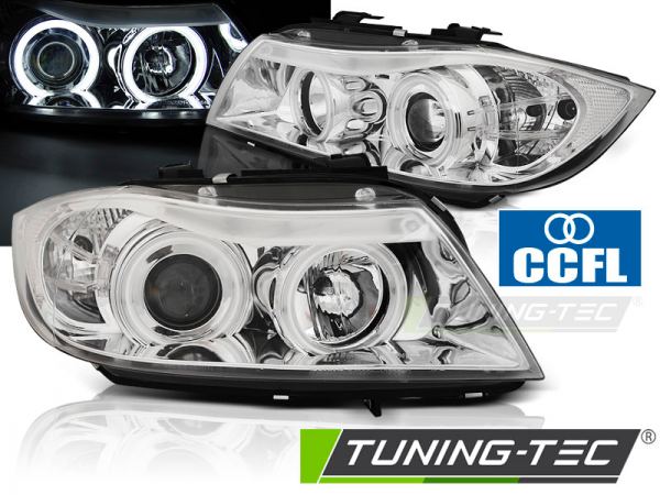 Scheinwerfer CCFL Angel Eyes für BMW 3er E90 E91 Bj. 05-08 Chrom