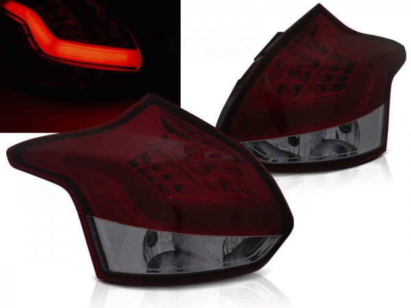 LED Lightbar Rückleuchten für Ford Focus MK3 Bj. 11-14 Rot/Smoke