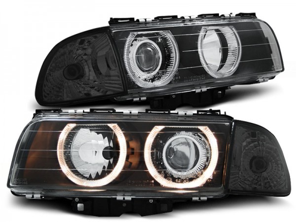 Scheinwerfer Angel Eyes für BMW 7er E38 Bj. 94-98 Schwarz