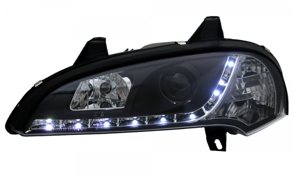 Scheinwerfer LED Tagfahrlicht Optik für Opel Tigra A Bj. 94-00 Schwarz