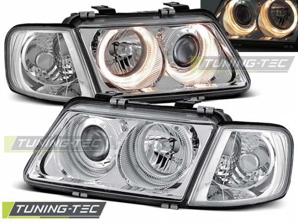 Scheinwerfer Angel Eyes für Audi A3 8L Bj. 96-00 Chrom