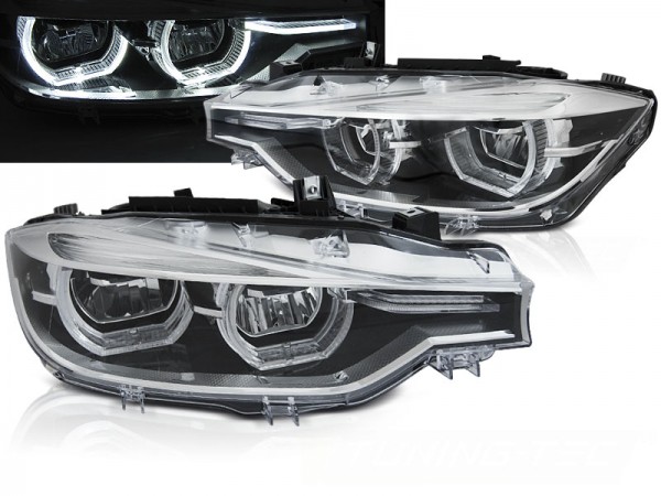 Voll LED Scheinwerfer Tagfahrlicht für BMW 3er F30 F31 LCI Facelift Bj. 15-18 Schwarz