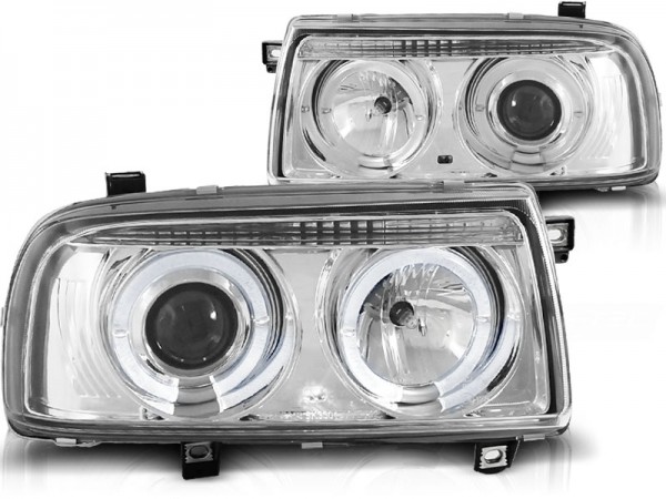 Scheinwerfer Angel Eyes für VW Vento Bj. 92-98 Chrom