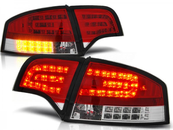 LED Rückleuchten für Audi A4 B7 (8E) Limo Bj. 04-08 Rot/Chrom
