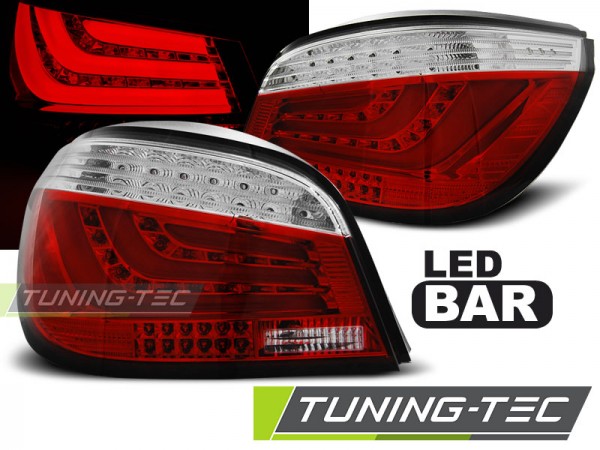 LED Lightbar Rückleuchten für BMW E60 Limo Bj. 03-07 Rot/Chrom