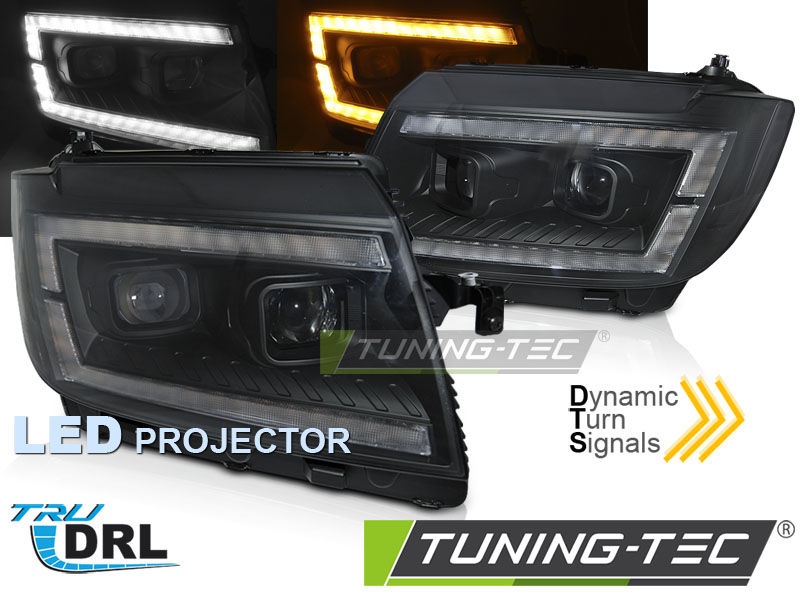 Voll LED Scheinwerfer Tagfahrlicht für VW Crafter II Bj. 2017- Schwarz mit dynamischer Blinker