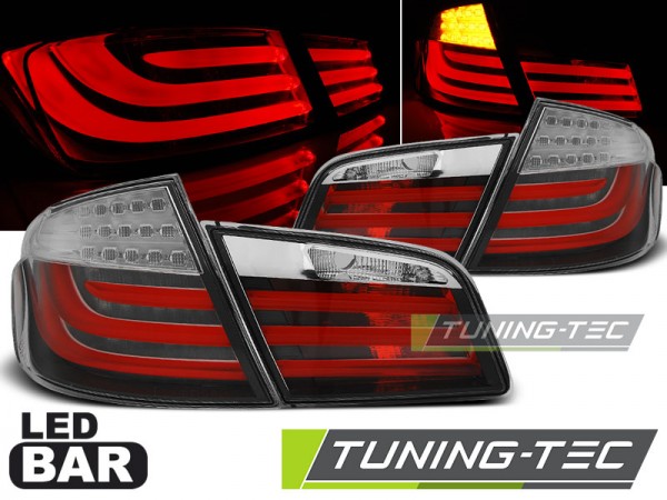 LED Lightbar Rückleuchten für BMW F10 Bj. 10-13 Rot/Chrom LED Blinker