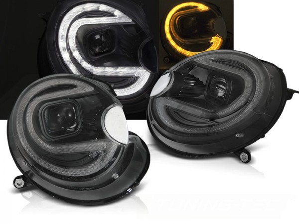 Scheinwerfer LED Tagfahrlicht Optik für Mini One Cooper Bj. 06-14 Schwarz LTI