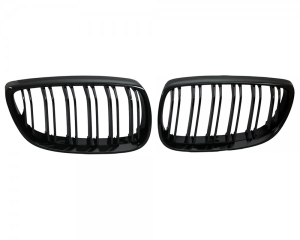Nieren Kühlergrill 3er für BMW E92 E93 Bj. 2006-2010 Schwarz Doppelsteg Klavierlack
