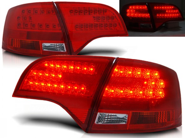 LED Rückleuchten für Audi A4 B7 (8E) Avant Bj. 04-08 Rot/Chrom