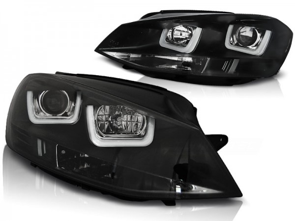 Scheinwerfer U-Tube LED Tagfahrlicht für VW Golf 7 Bj. 12-16 Schwarz