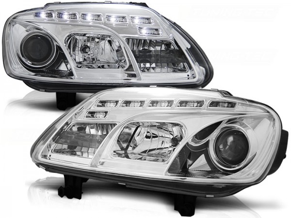 Scheinwerfer LED Tagfahrlicht Optik für VW Touran 1T / Caddy 3 (2K) Chrom