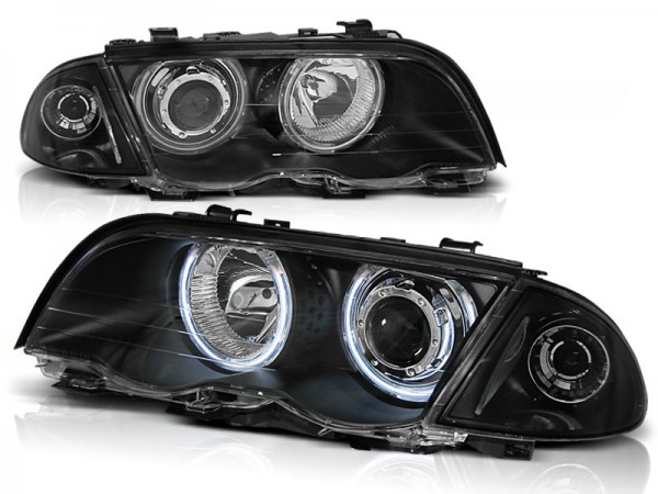 Scheinwerfer CCFL Angel Eyes für BMW 3er E46 Limo Touring Bj. 98-01 Schwarz