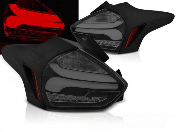 LED Lightbar Rückleuchten für Ford Focus MK3 Bj. 15-18 Smoke dynamischer Blinker