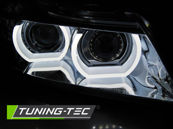 Xenon Scheinwerfer 3D Angel Eyes für BMW 3er E90 E91 LCI Bj. 09-12 Chrom