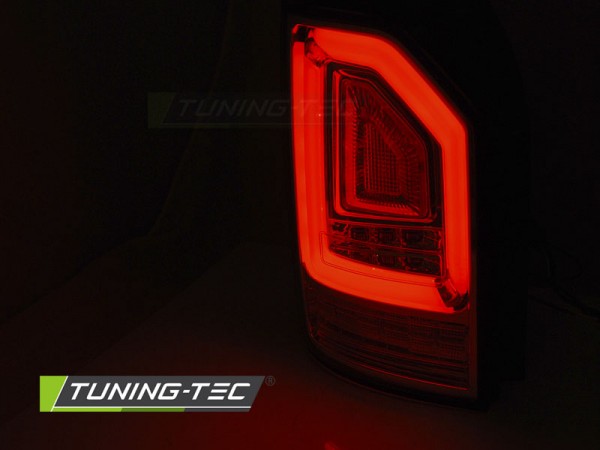 Voll LED Lightbar Rückleuchten für VW T6 Bj. 15-19 Rot/Chrom (Heckklappe / Halogen)