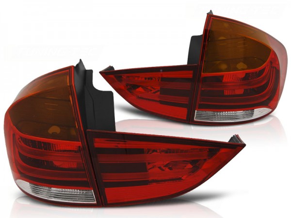 LED Lightbar Rückleuchten für BMW X1 E84 Bj. 09-12 Rot/Chrom