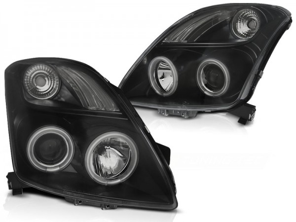 Scheinwerfer CCFL Angel Eyes für Suzuki Swift 4 Bj. 05-10 Schwarz