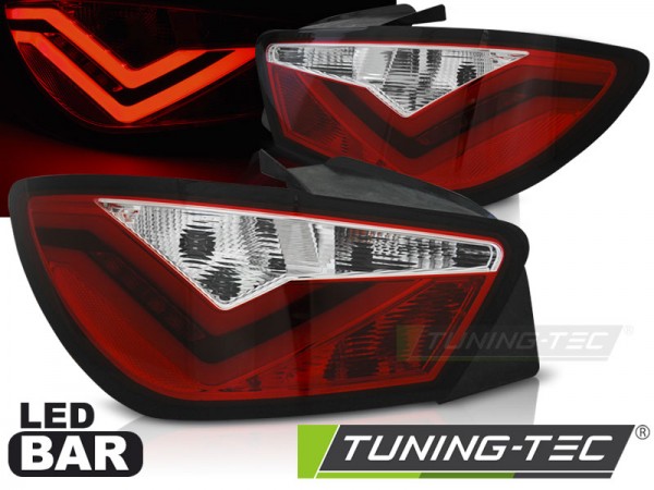 LED Lightbar Rückleuchten für Seat Ibiza 6J 3-Türer Bj. 08-15 Rot/Chrom